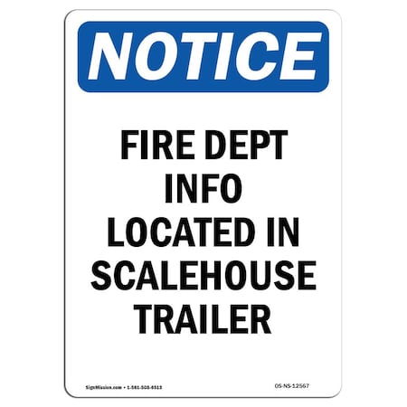 Signmission OSHA Sign, Fire Dept Info Located In Scalehouse, 5in X 3.5in, 10PK, 3.5" W, 5" L, Portrait, PK10 OS-NS-D-35-V-12567-10PK